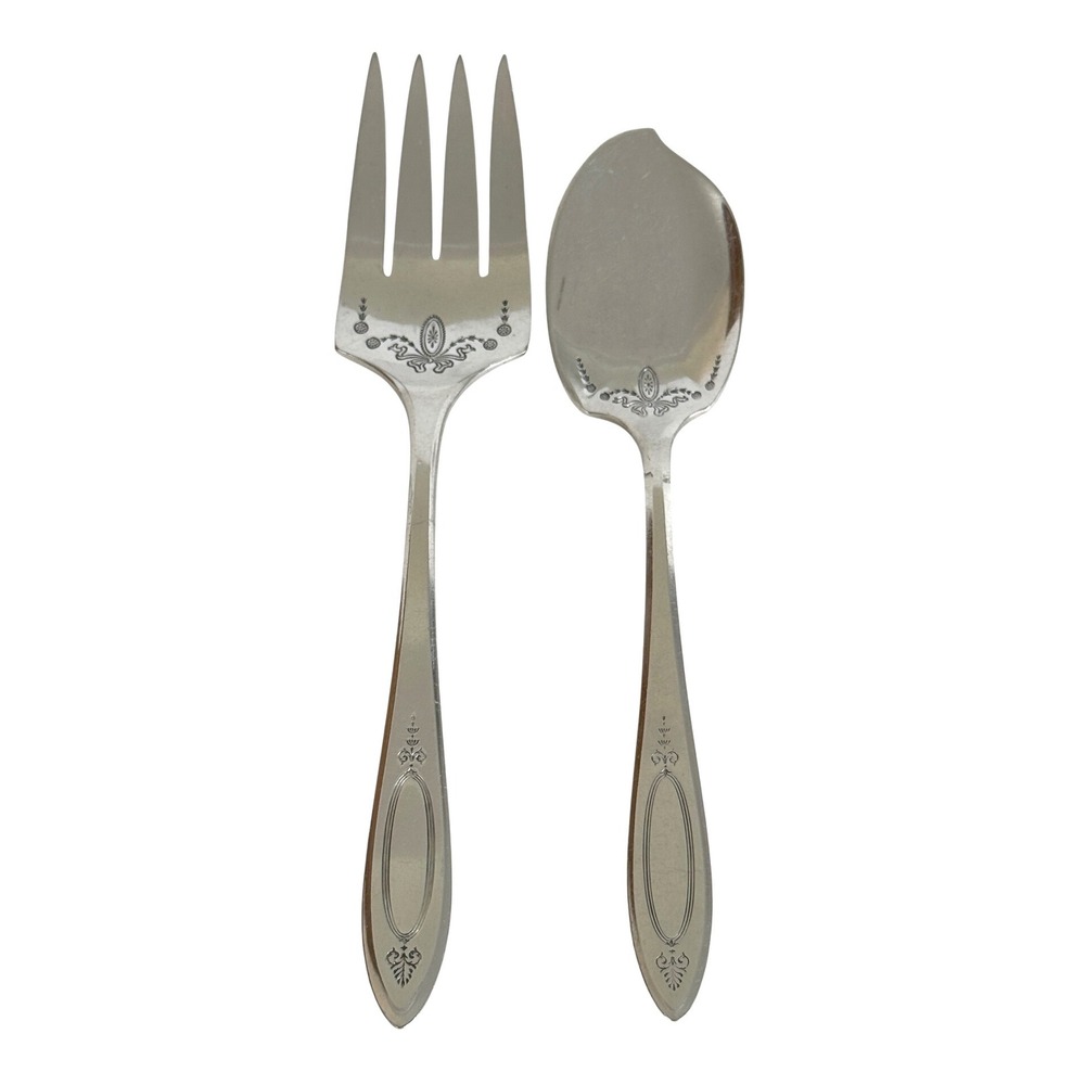Oneida Community Plate Adam 1917 Silverplate Jelly Server Meat Fork Set 2